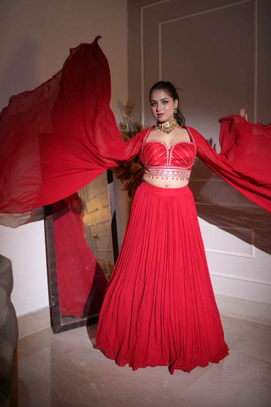 Hot Red Lehenga Set