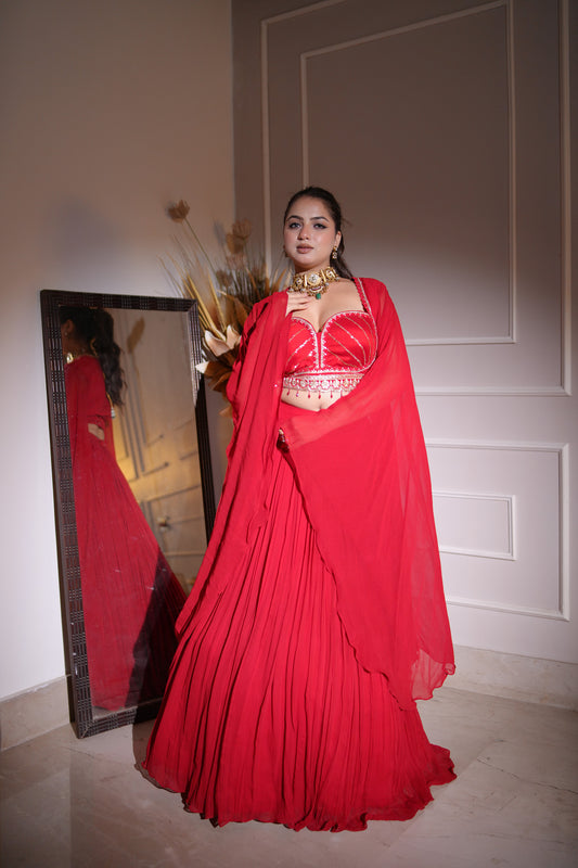 Hot Red Lehenga Set