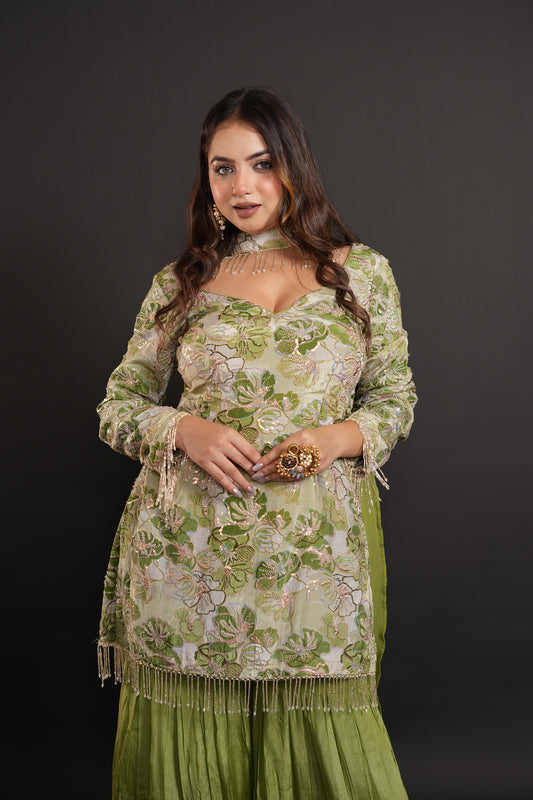 Green Gharara Set