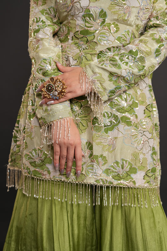 Green Gharara Set