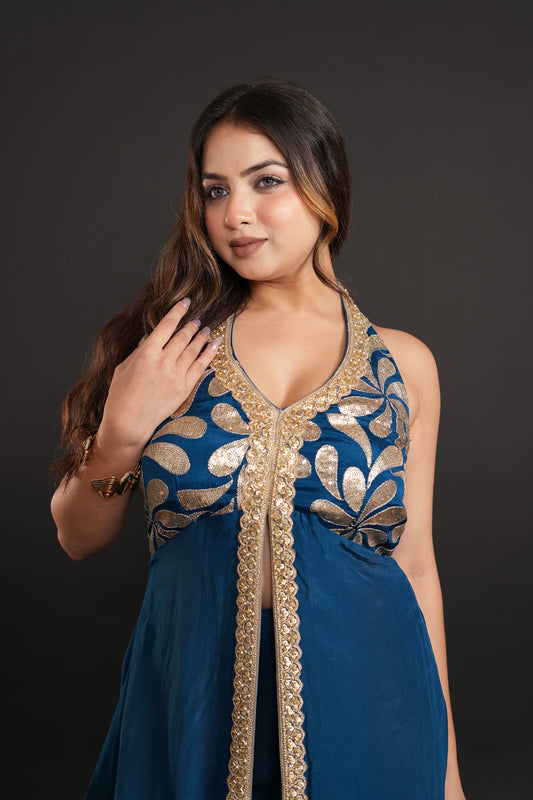 Teal Gharara Set