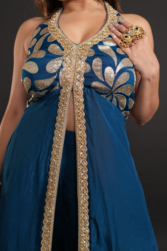 Teal Gharara Set